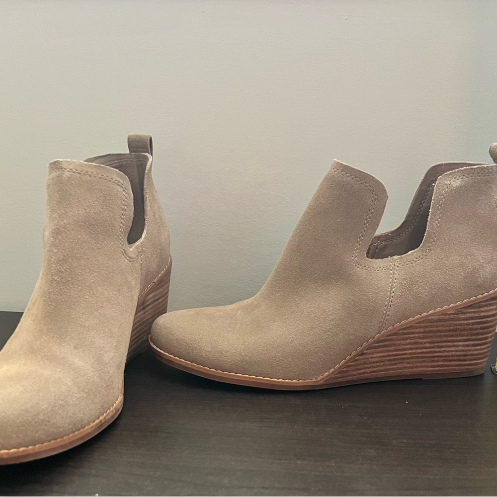 Toms Taupe Suede Ankle Booties